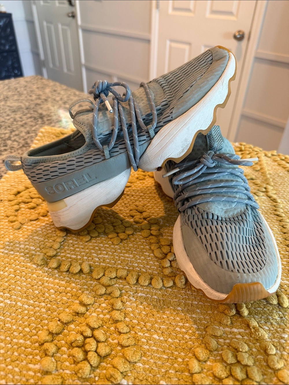 Sorel Light Gray Mesh Athletic Sneakers with White Soles